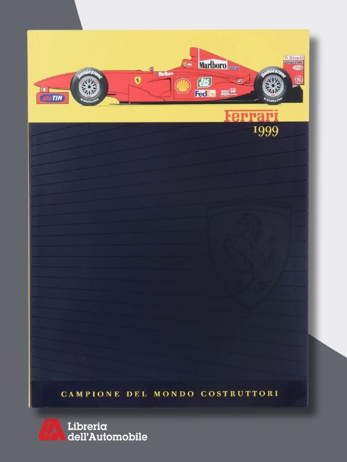 F1 yearbook Ferrari 1999 con resoconti della stagione di Formula 1 e approfondimenti su modelli e attività aziendali del marchio