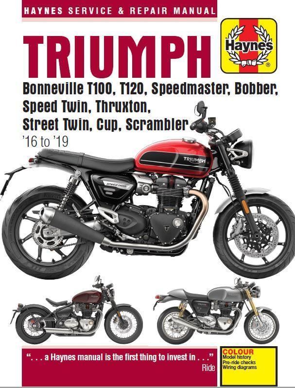 Triumph Bonneville 2016-19 T100, T120, Speedmaster, Bobber, Speed Twin, Thruston, Street Twin, Cup, Scrambler. Service And Repair Manual N. 6401