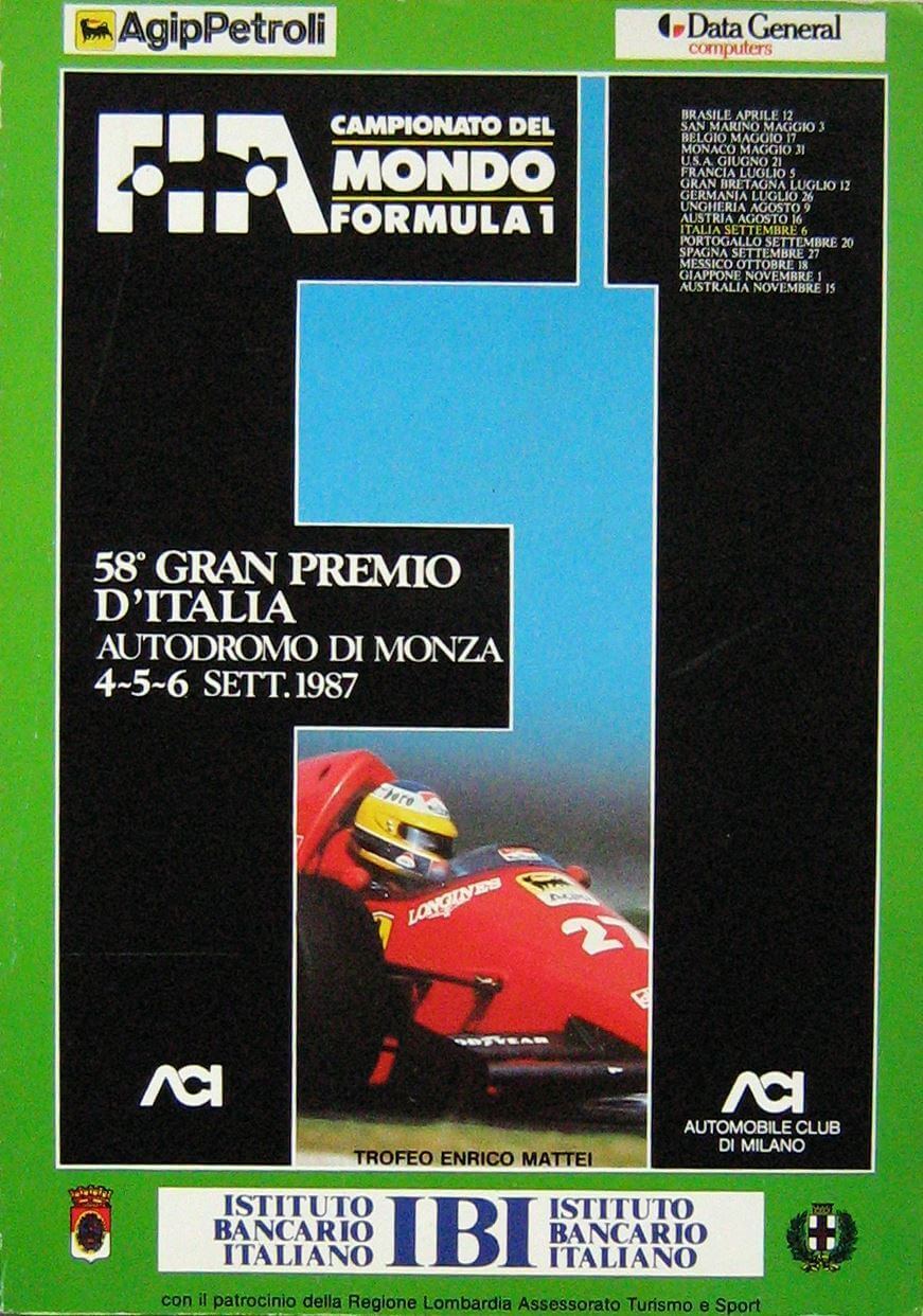 58° Gran Premio D'Italia Autodromo Di Monza 4-5-6 Sett 1987 Programma Ufficiale