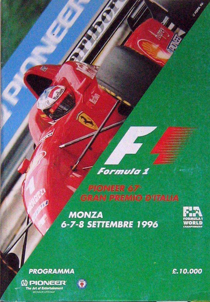 67° Gran Premio Pioneer D'Italia Monza 6-7-8 Settembre 1996 Programma Ufficiale (Formato Ridotto)