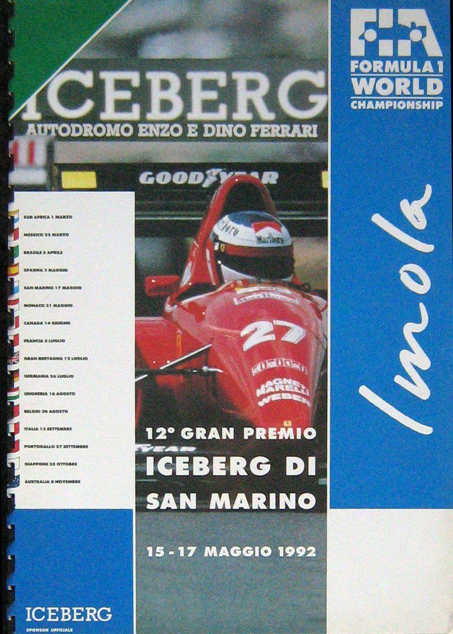 12° Gran Premio Iceberg Di San Marino Imola 15-17 Maggio 1992 Press Kit/Dossier Stampa