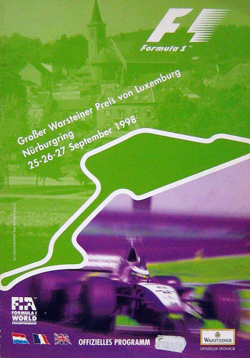 Formula 1 Grosser Warsteiner Preis Von Luxemburg Nurburgrin 25-26-27 September 1998 - Offizielles Programm