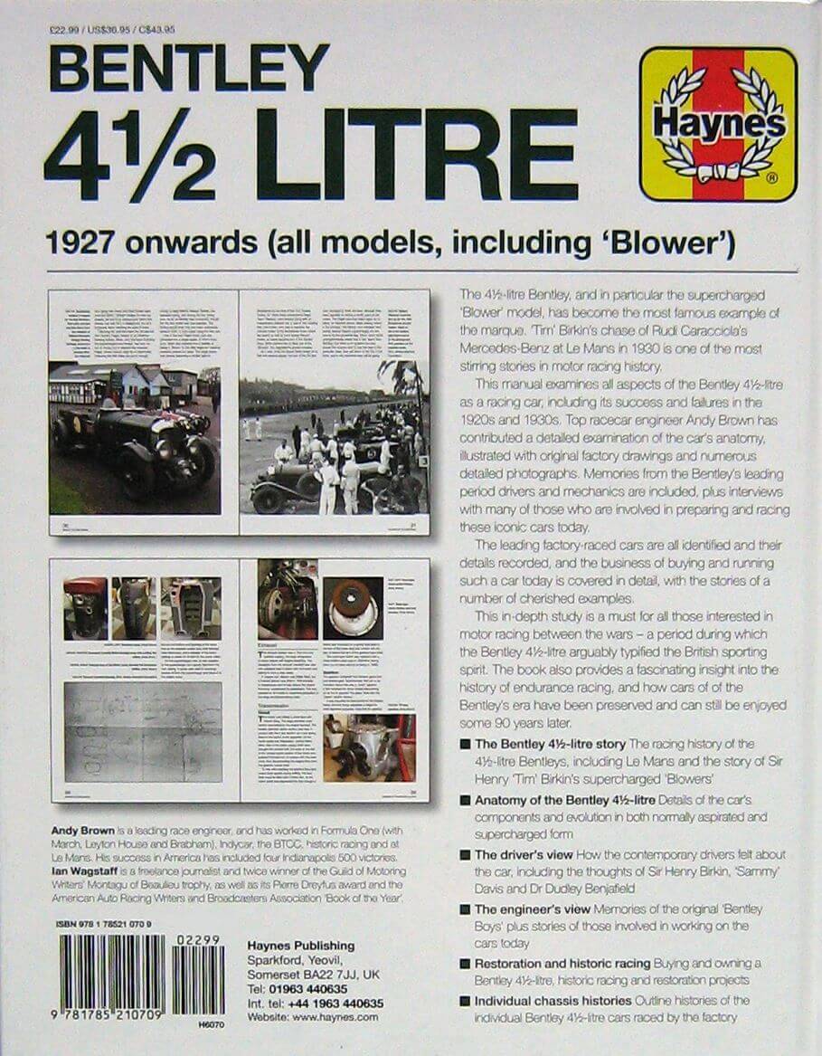 Bentley 4.1/2 Litre 1927 Onwards (All Models Including Blower): An Insight Into The Design Engineering Maintenance And Ownership Of W.O. Bentley'S Legendary Le Mans Winner - Image 2