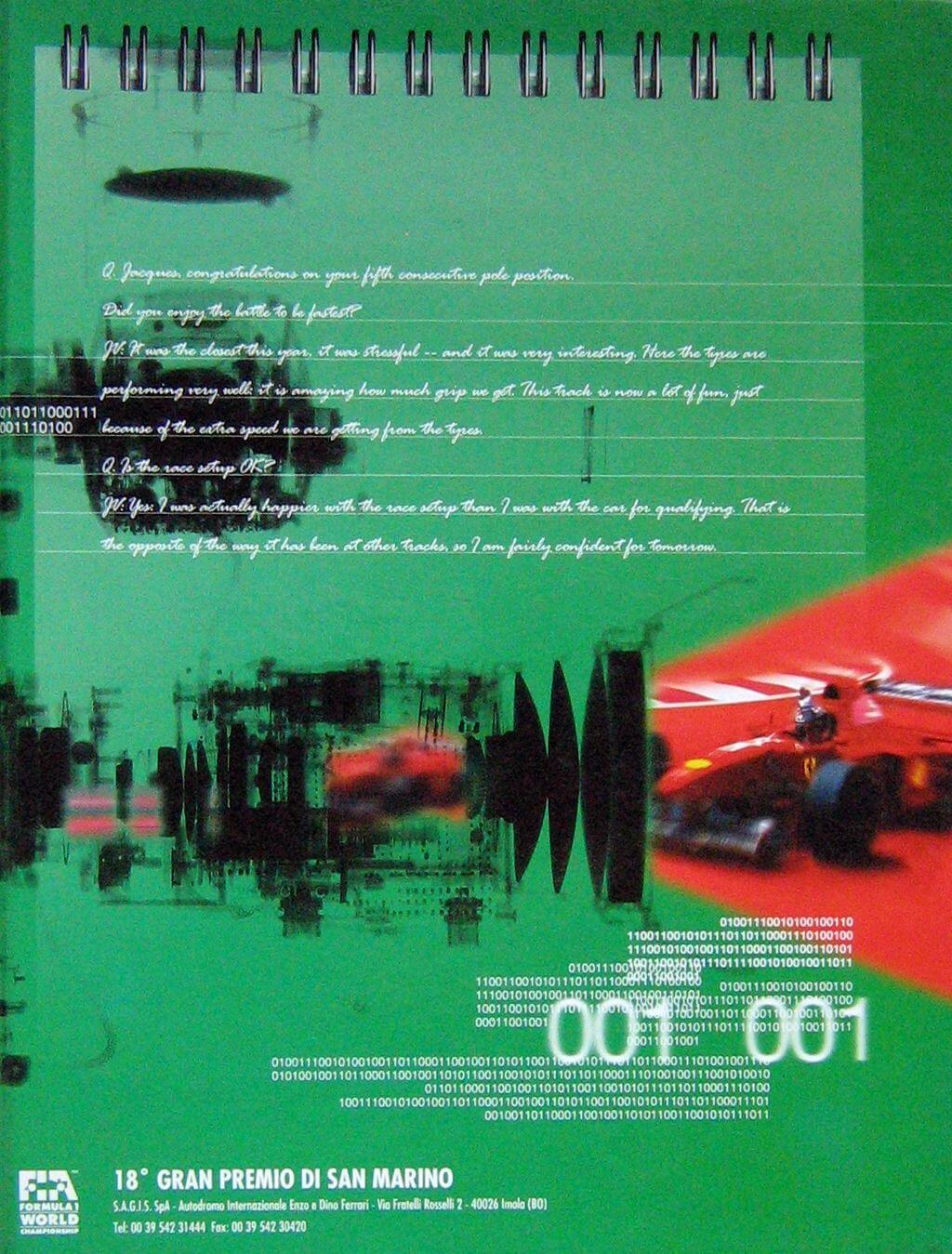 18° Gran Premio Di San Marino Imola 24-25-26 Aprile 1998 Press Kit/Dossier Stampa
