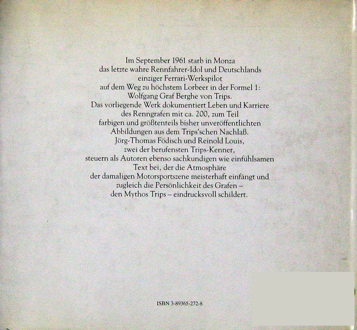 Graf Berghe Von Trips Eine Deutsche Rennfahrerkarriere Ed. Rilegata/Hardbound Ed.
