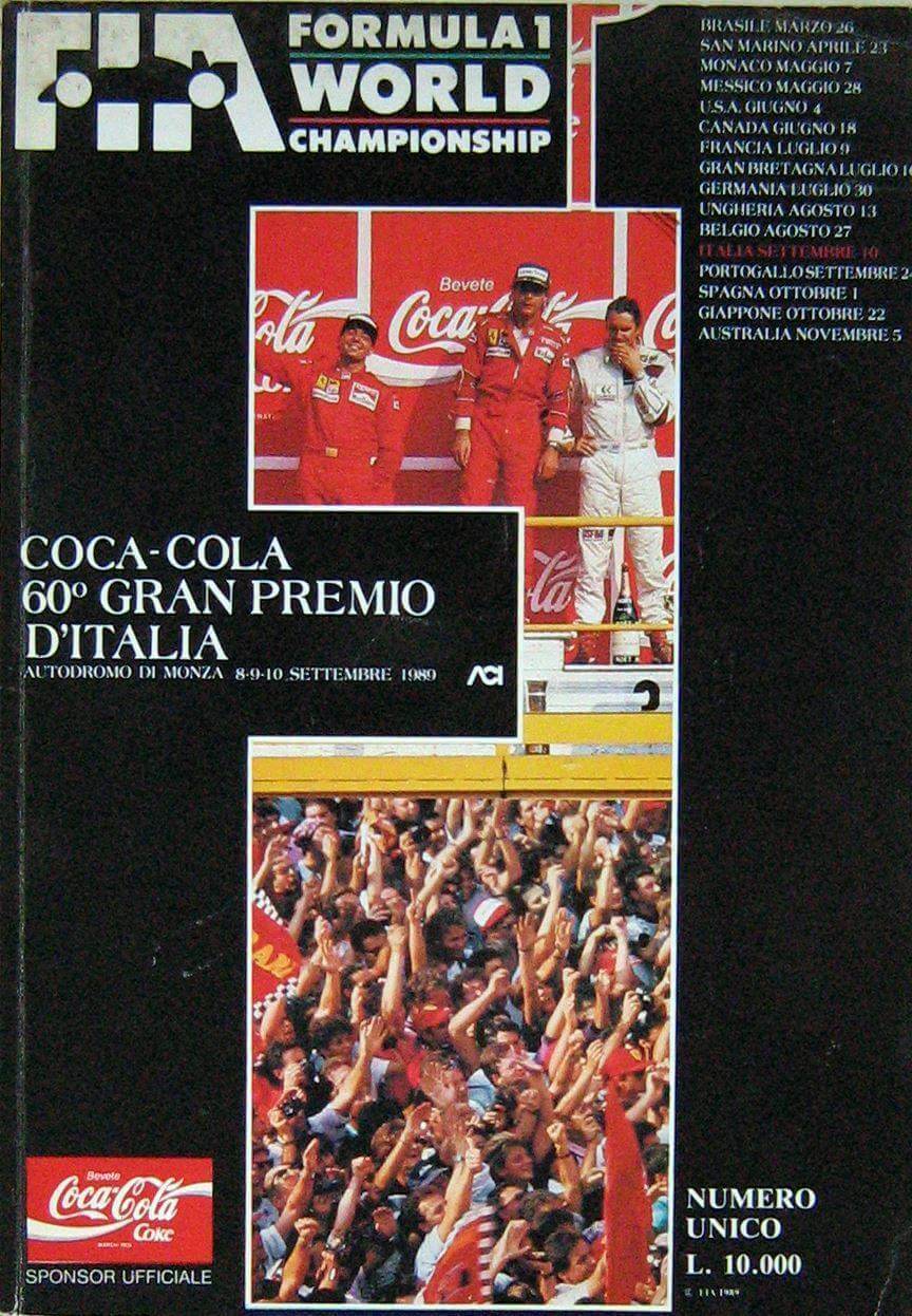 60° Gran Premio D'Italia Coca-Cola Autodromo Di Monza 8-9-10 Settembre 1989 Programma Ufficiale