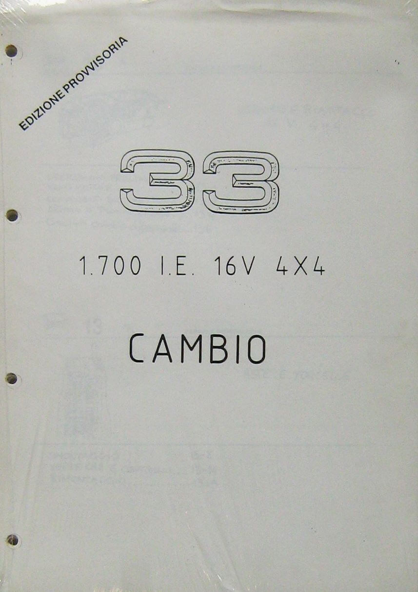 Alfa 33 1.700 I.E. 16V 4X4  Cambio - Edizione Provvisoria