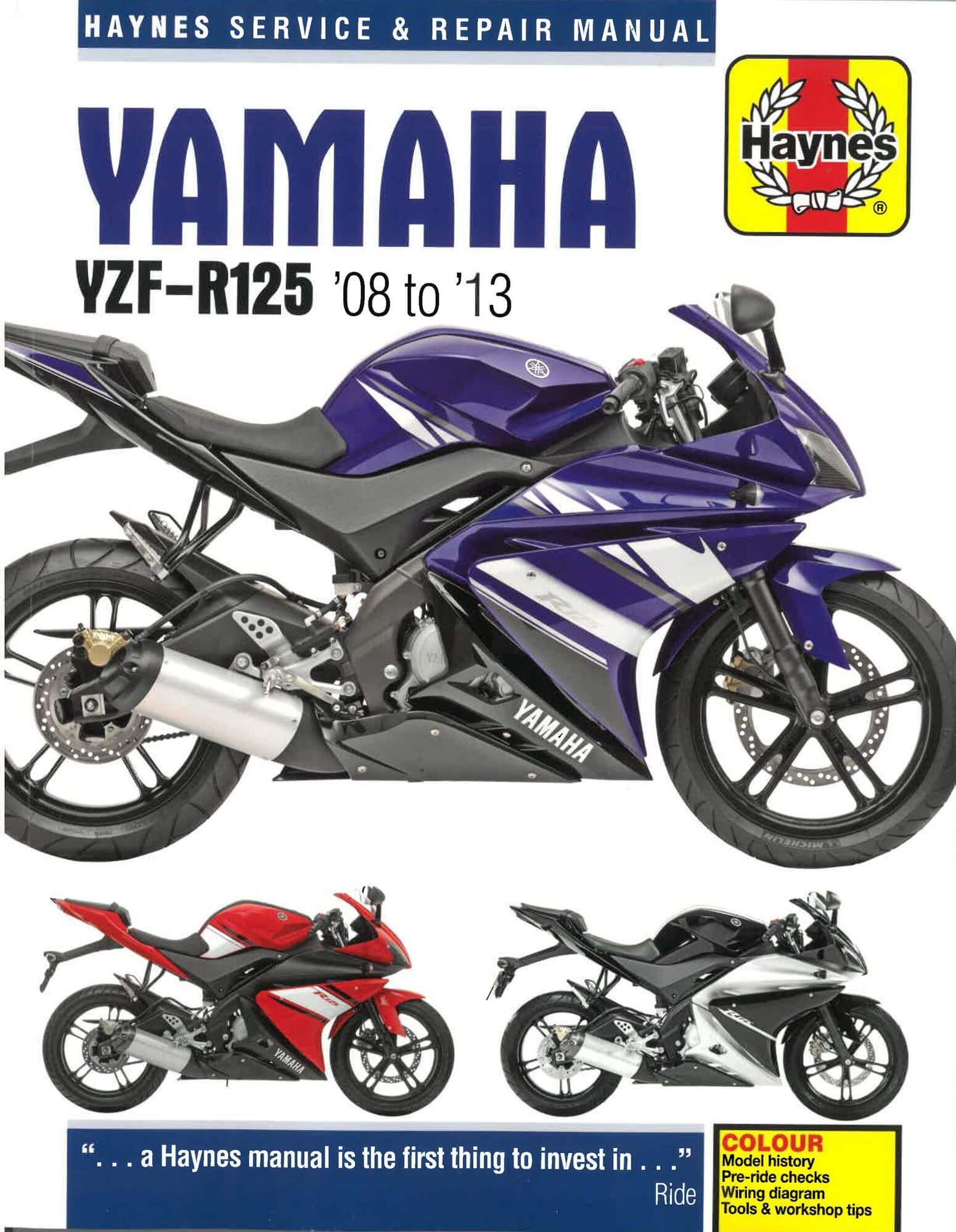 Yamaha Yzf-R125 '08 To '13 Owners Workshop Manual N. 5543