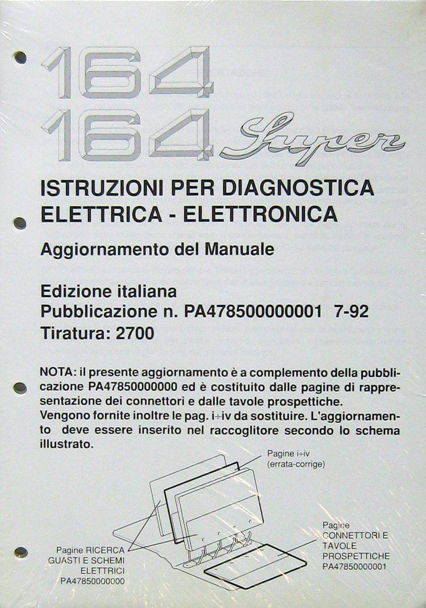 Alfa 164, 164 Super: Istruzioni Per La Diagnostica Elettrica - Elettronica N.PA478500000001  7-92