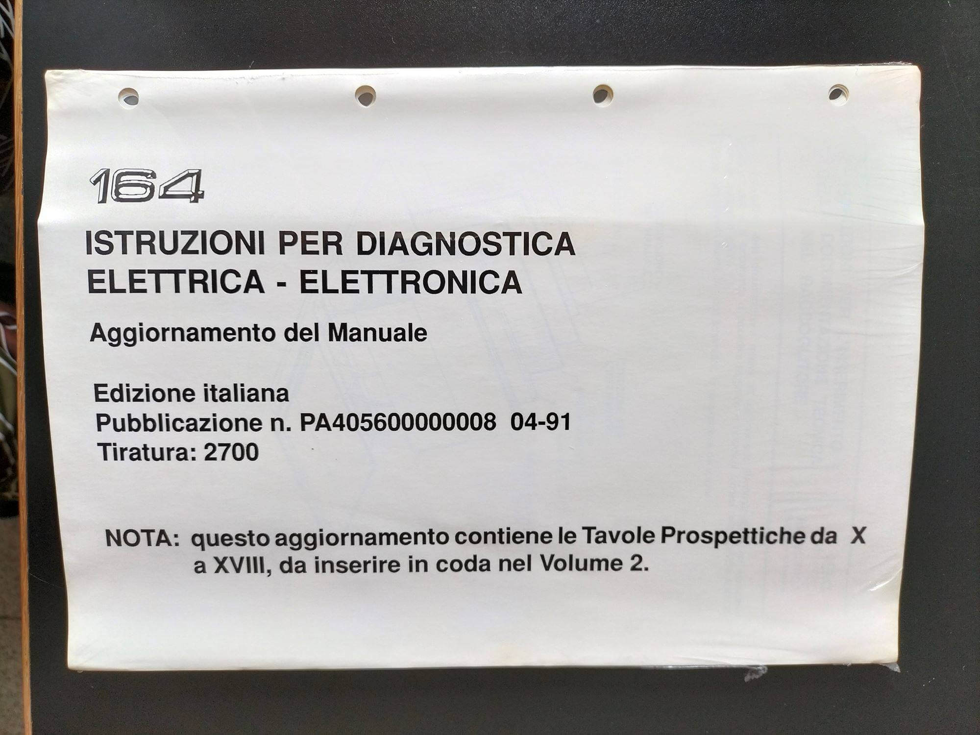 Alfa 164 Istruzioni per La Diagnostica Elettrica - Elettronica N.PA405600000008 04-91