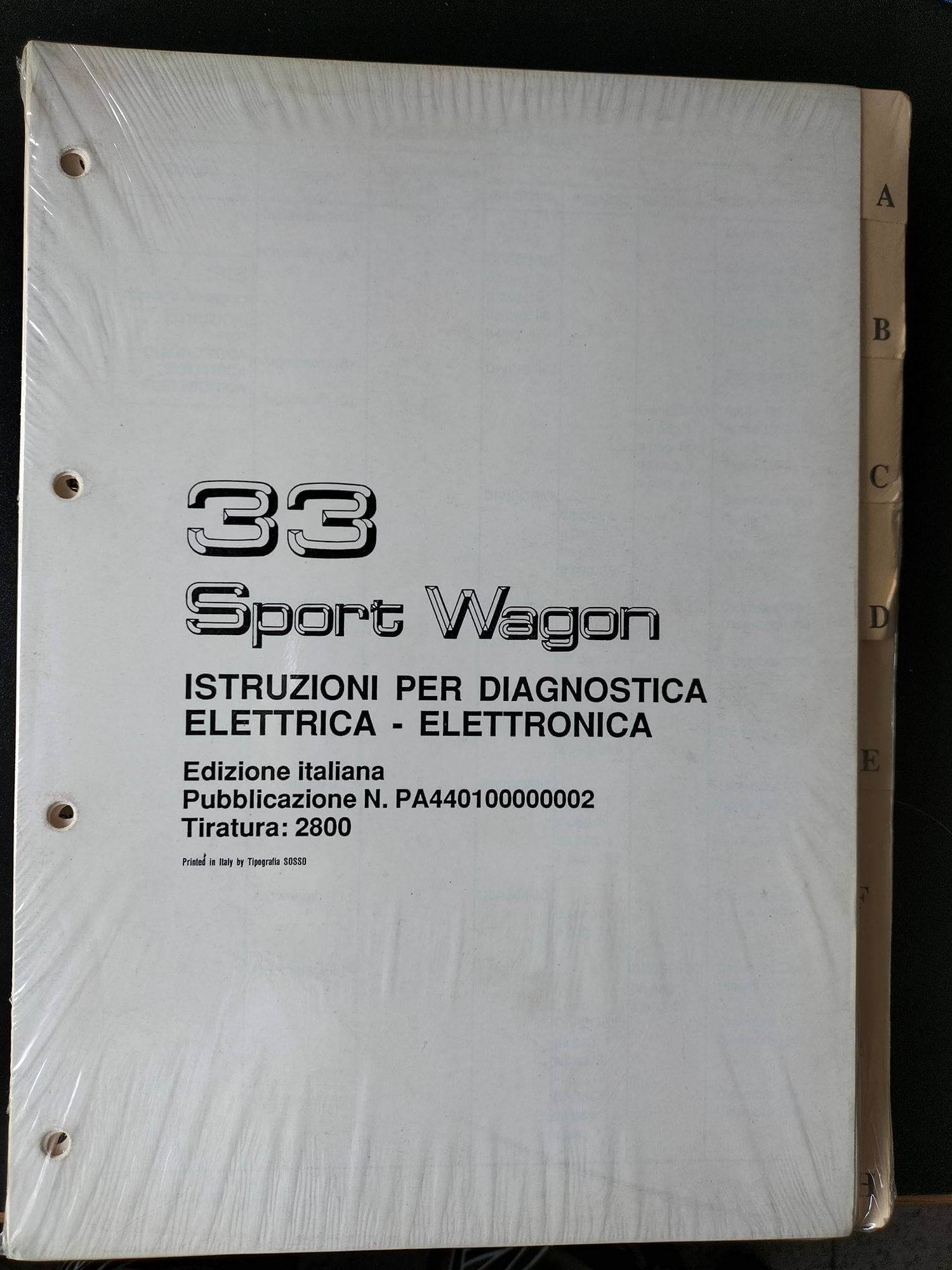 Alfa 33 Sport Wagon Istruzioni per la Diagnostica Elettrica - Elettronica N.PA440100000002
