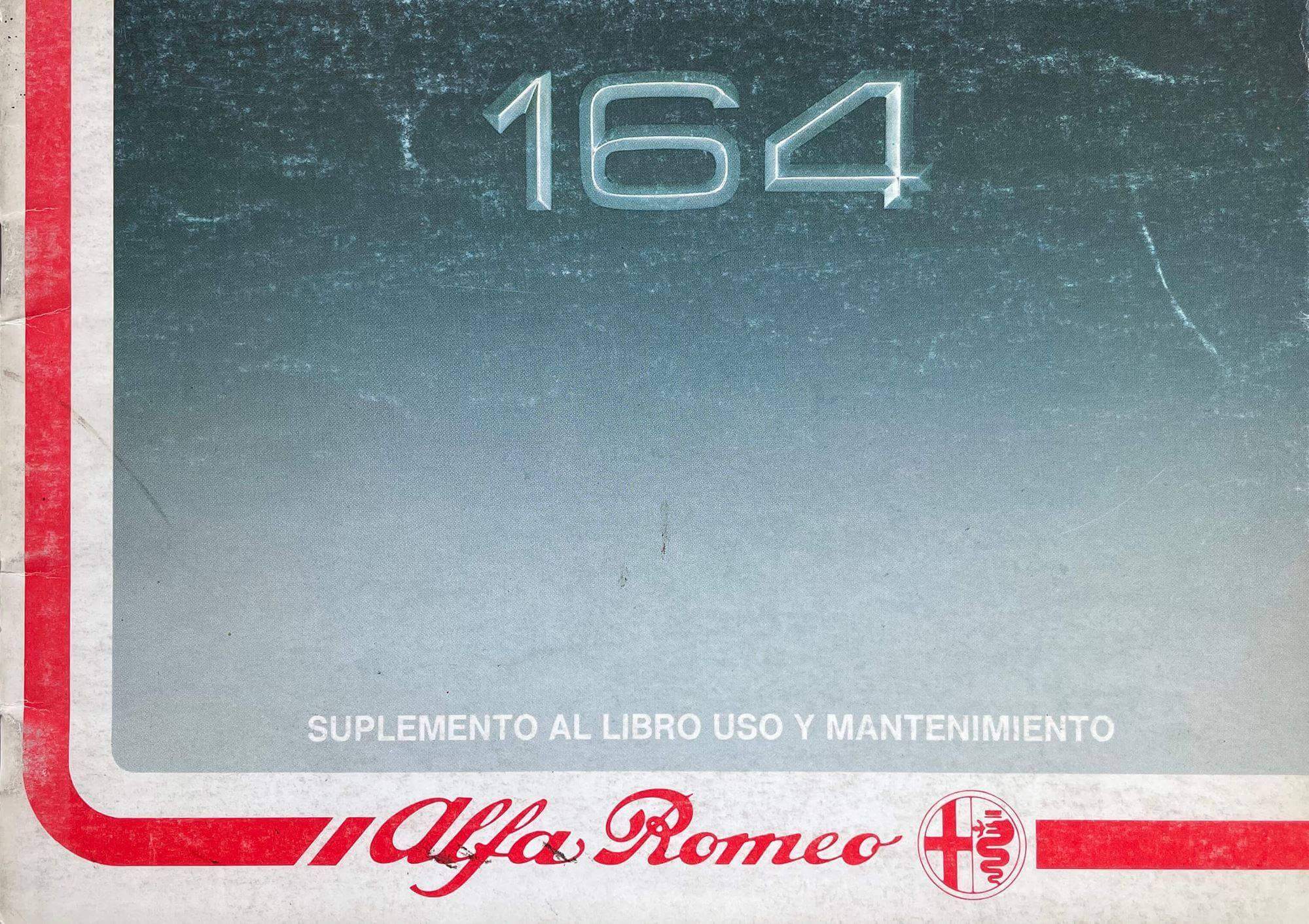 Alfa Romeo 164 Suplemento Al Libro Uso Y Mantenimiento