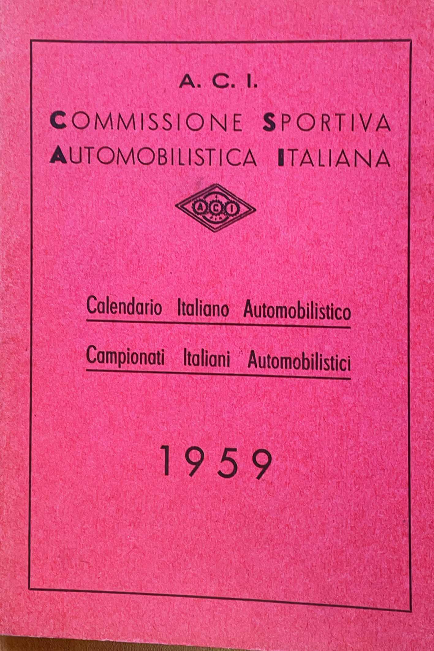 Calendario Italiano Automobilistico 1959 ACI/CSAI