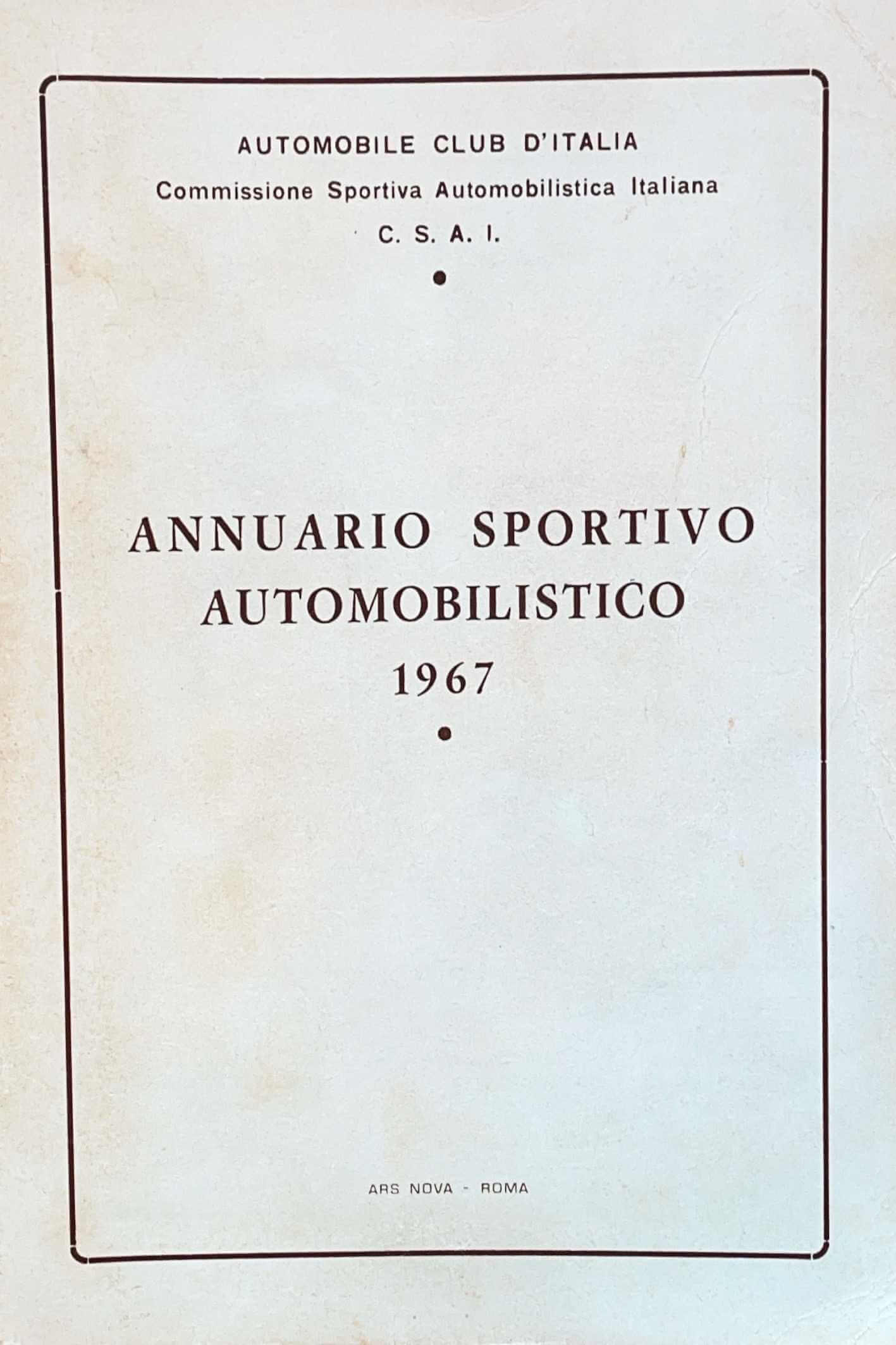 Annuario Sportivo Automobilistico 1967 ACI/CSAI