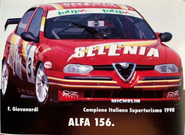 Adesivo Ufficiale Alfa 156 Campione Italiano Superturismo 1998 - Fabrizio Giovanardi