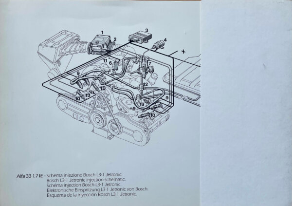 Alfa 33 1.7 IE Bosch L3.1 Jetronic Injection Schematic - Technical Drawing