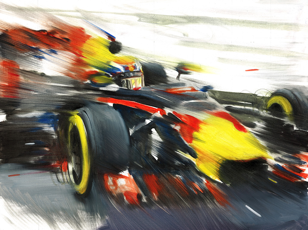 Max Verstappen on RedBull F1. Stampa su Carta cm. 29,7x42