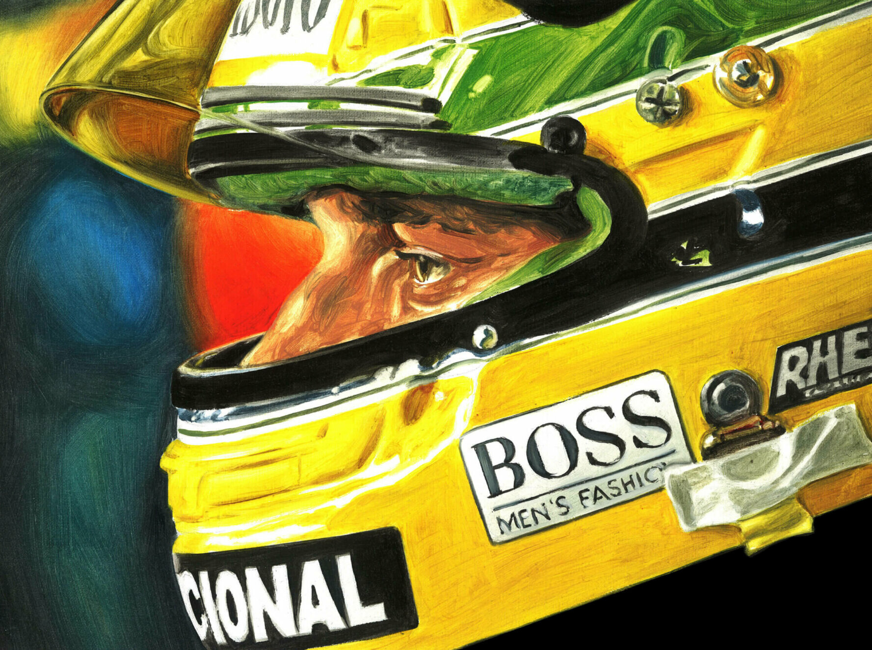 Ayrton Senna Helmet Portrait. Stampa su Tela cm. 60x40