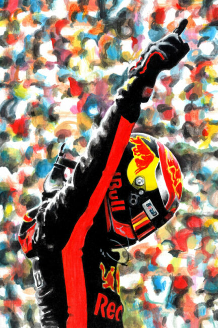 Max Verstappen Victory. Print on Paper cm. 29,7x42
