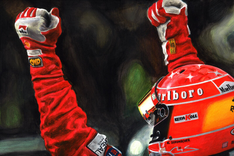 Michael Schumacher Victory. Stampa su Carta cm. 29,7x42