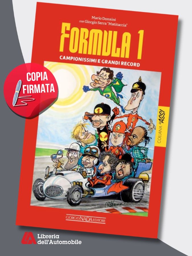 Libri Formula 1 sui record e le curiosità dei campioni dei Gran Premi, con vignette di Matitaccia