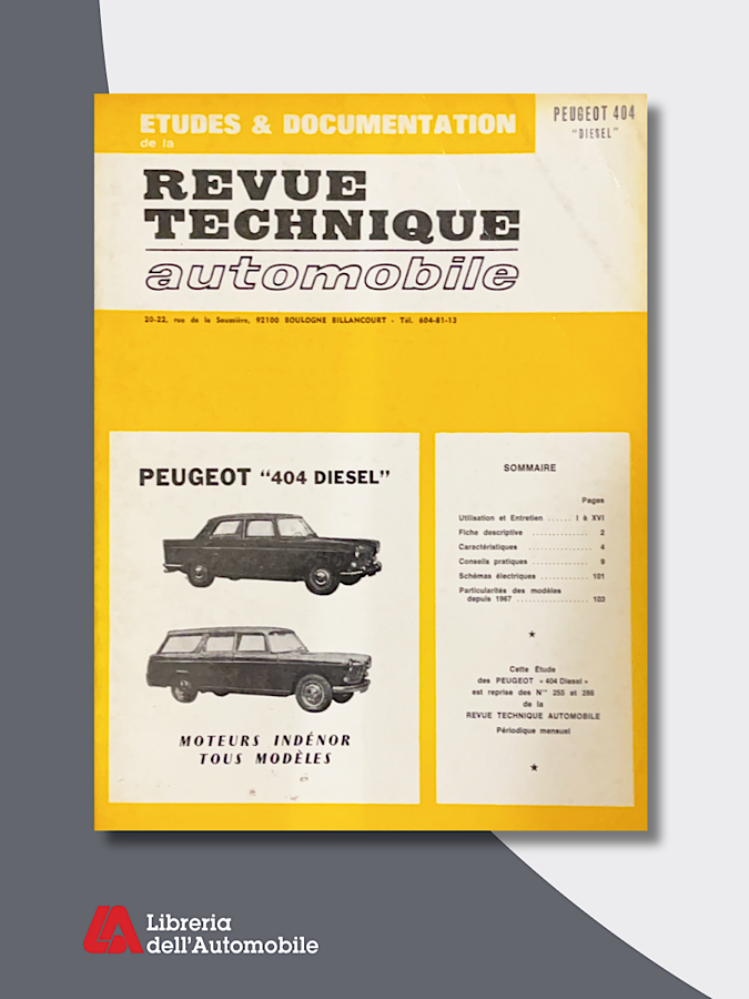 Peugeot 405 1905 CM. INJ. GRI SRI MI16 “Revue technique automobile” N. 497,2