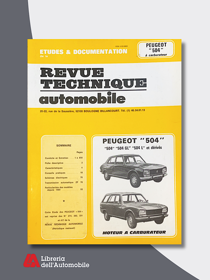 Peugeot 504 Moteur a Carburateur “Revue technique automobile”