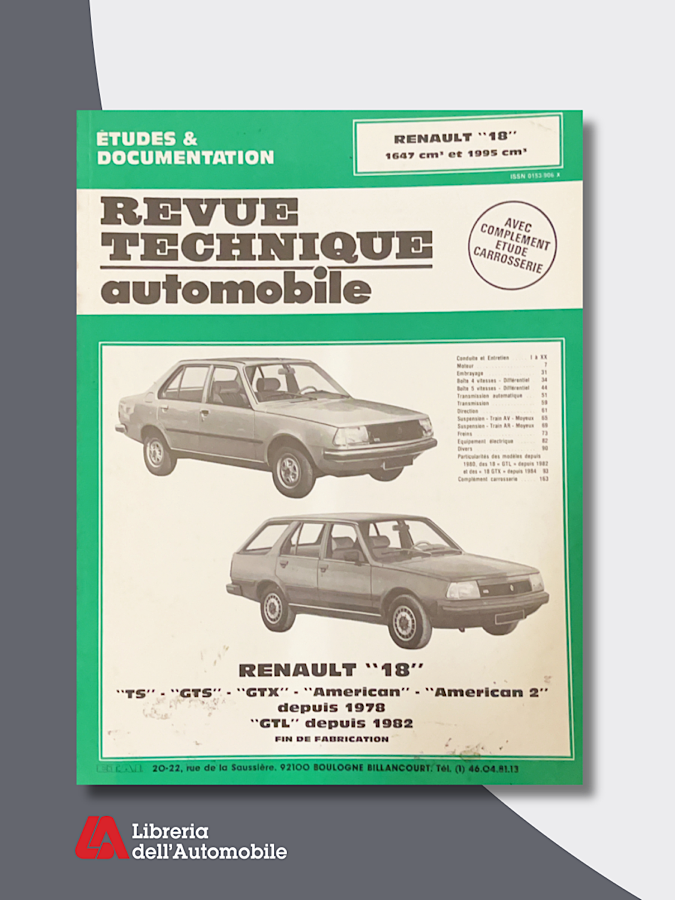 Renault 18 GTL (82-86) TS-GTS-GTX(78-86) “ Revue technique automobile” N. 382