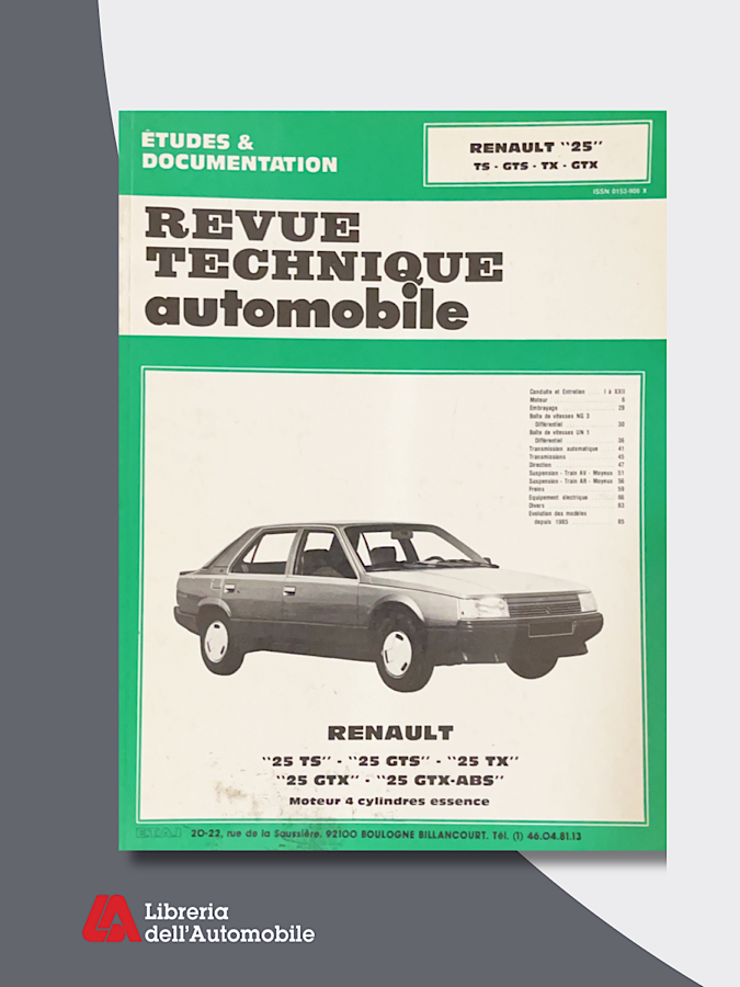 Renault 25 4 CYL Essence Tuos Types 1984-92 “Revue technique automobile” N. 446