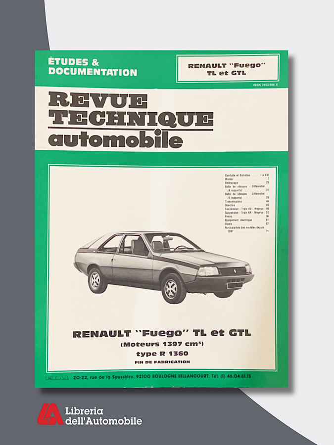 Renault Fuego TL-GTL Jusqu’a 1982 “Revue technique automobile” N. 406