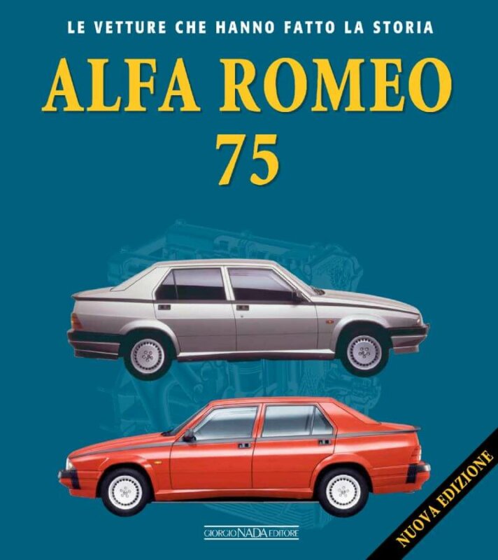 Libri alfa romeo sulla 75, l’ultima trazione posteriore di grande serie e icona del marchio nel 1985.