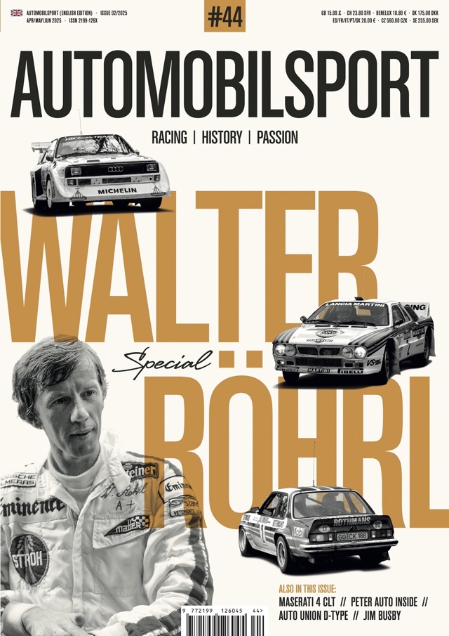 Libri rally su Walter Röhrl e la storia delle sue vittorie nei rally, con poster e dettagli tecnici.